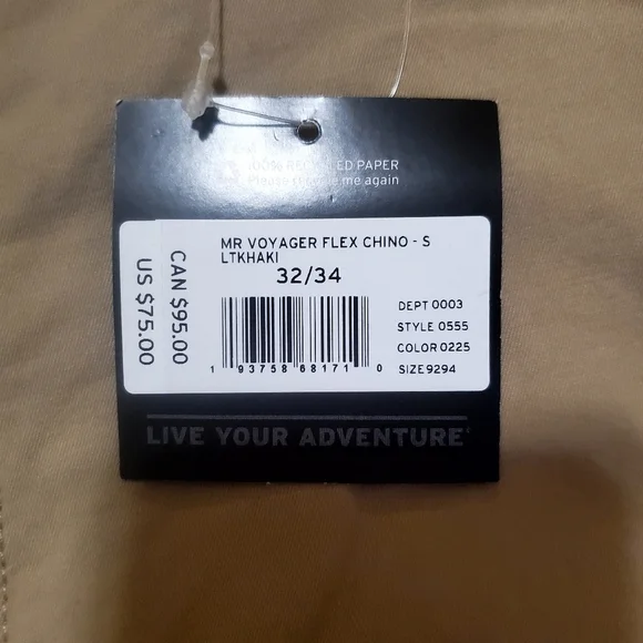 Eddie Bauer Mens Tan Voyager Flex Chino Slim Straight Leg Pants Size 32 NWT - Picture 10 of 12